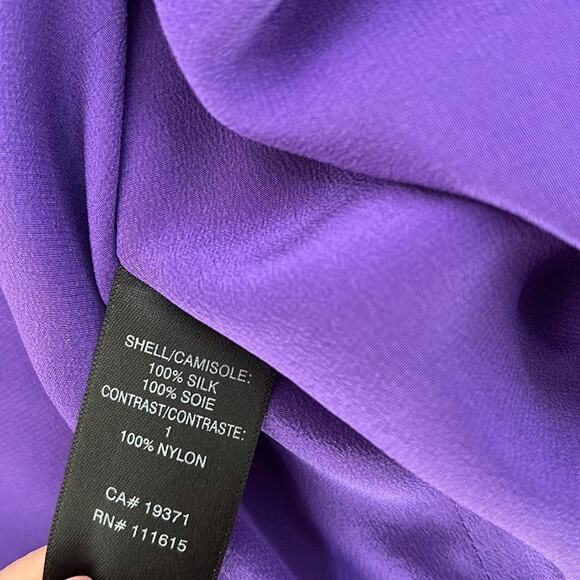 NEW Robert Rodriguez 6 Purple Sexy 100% Silk Blouse Gold‎ Sequin One Shoulder - Picture 6 of 13